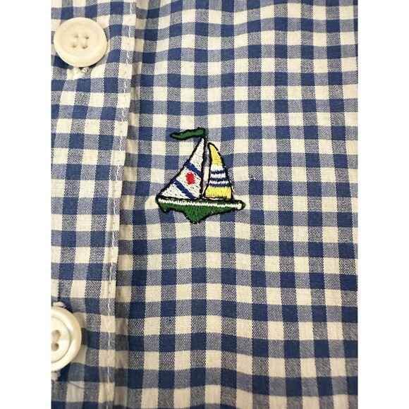 VINTAGE Teddi 1X Womens Top Button Shirt 80s Shoulder Pads Sail Boats GRANNYCORE - Picture 2 of 14